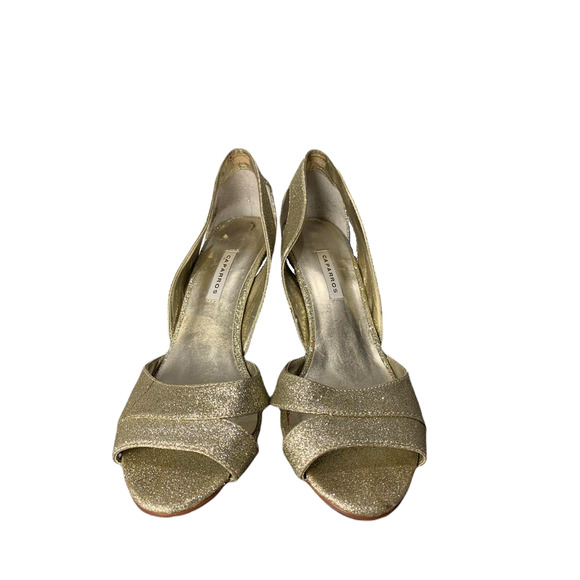 Caparros Womens Gold Glitter Peep-Toe Heels Size 8 - Picture 2 of 8